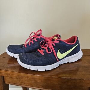 Nike Flex Experience RN Athletic Running Shoes Women's 9 Navy Pink Green